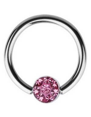 BCR Piercing with Sparkling Pink Stone