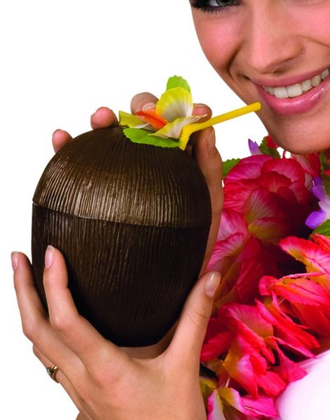 Coconut Cup - Hawaiikop Lokk, Blomst og Sugerør