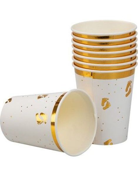 8 stk Pappkrus med Gullfolierte Fotavtrykk 270 ml
