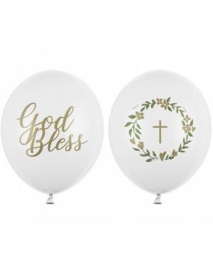 50 stk Hvite God Bless Ballonger 30 cm
