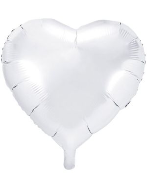 Hjerteformet Hvid Folieballon 45 cm