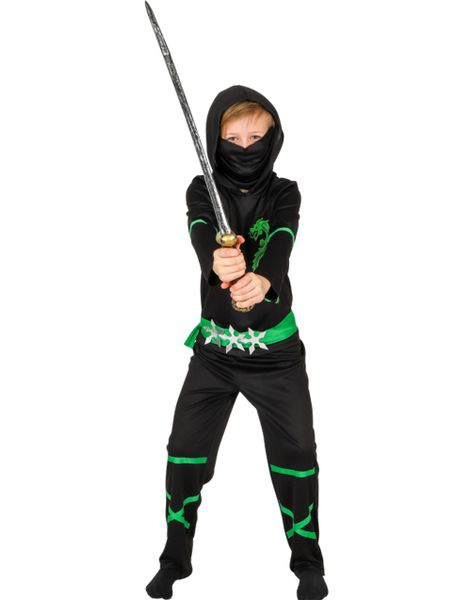 Svart og Grønn Ninja Kostyme til Barn