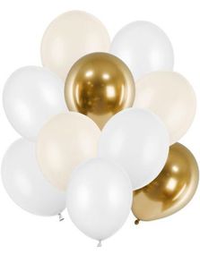 Ballongsett med 10 Stk Glossy Gull og Pastellfargede Ballonger