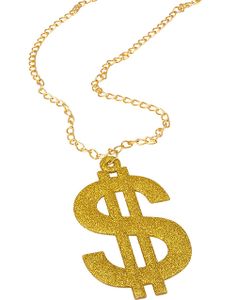 Guldfarvet Smykke med Stort Dollartegn og Glitter