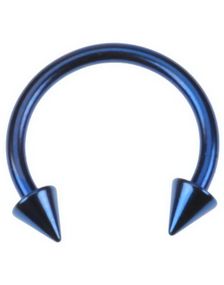 Rund Blå Øjenbrynspiercing med Spike Kugler - 1,2 x 10 mm