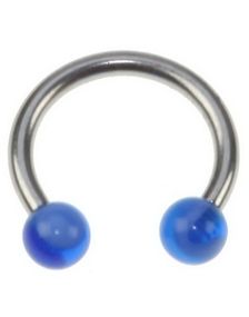 Rund Øjenbrynspiercing med Blå Kugler - 1.2 x 8 mm