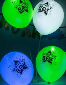 5 stk Ballonger med LED Lys - Birthday Boy -illoms