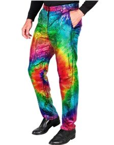Regnbuefarget Paljett Kostymebukser