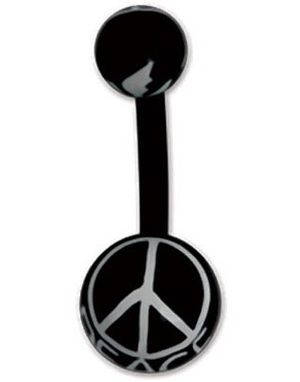 Navlepiercing i Sort og Hvid med Peace Tegn