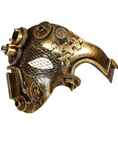 Half-Face Steampunk Guldfarvet Maske