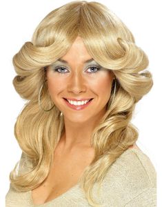 Blond 70'er ABBA Inspireret Agnetha Disko Paryk med Bølger