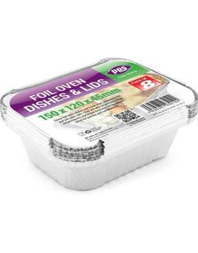 8 stk Rektangulær Foliebeholdere til Mat med Lokk 15x12x4,6 cm