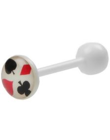 Poker Player - Hvid Tungepiercing