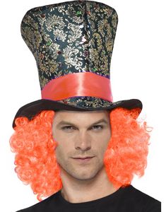Mad Hatter Inspireret Høj Hat med Orange Hår