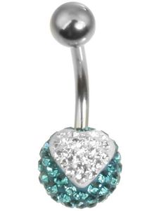 Sparkling Heart Navlepiercing - Turkis/Hvid