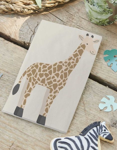 16 stk Sjiraffservietter 11x16,5 cm - Let's Go Wild!