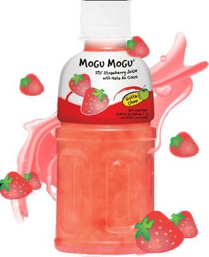 Mogu Mogu Nata De Coco Strawberry - Jordbærjuice med Kokosgelebider 320 ml (Thailand)