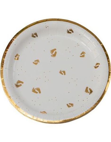 8 stk. Papptallerkener med Små Fotavtrykk 23 cm