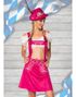 Kort A-Formet Oktoberfestskørt i Rosa med Seler og Broderi
