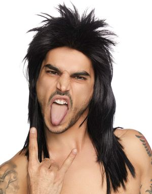 Sort Lang Punker / Mullet Paryk