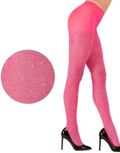 Strømpebukser med Glitter - Neon Rosa 