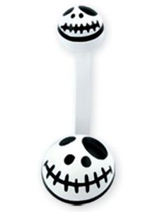 Jack Skellington Head Navlepiercing i Hvid og Sort