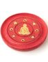 Rund Liten Rød Røkelsesholder i Mango-tre med Buddha Motiv - 7 cm