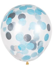 5 stk 30 cm Gjennomsiktige Ballonger med Sølvfarget Stjernekonfetti