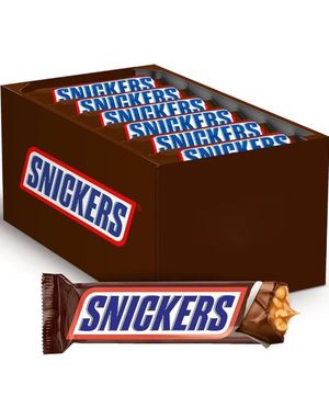 32 stk Snickers Bars - Mælkechokolade med Nougat, Nødder og Karamel - Hel Æske 1,6 kg