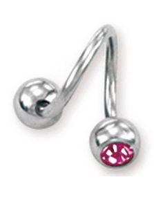 Curve Øjenbrynspiercing med Rosa Sten - 1.2 x 8 mm