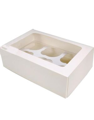 5 Stk Hvide Muffinsbokse - Hver Indeholder 6 Muffins