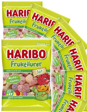 24 stk Haribo Fruktilurer Sour - Vingummi i hel æske 1800 gram