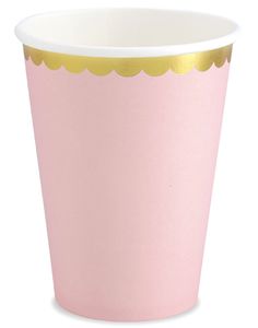 6 stk. Lys Rosa farvet Papkrus med Guldkant 220 ml