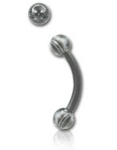 Kranie Sort - 1.2 x 8 mm Øjenbrynspiercing