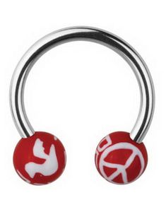 Peace Øjenbrynspiercing - Red - 1.2 x 10 mm