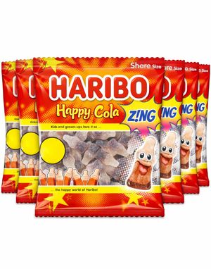 12 stk Haribo Happy Cola Z!NG - Fizzy Vingummi Colaflasker - Hel Æske 1,68 kg
