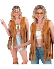 Lang Frynsete Hippie Kostymevest til Dame