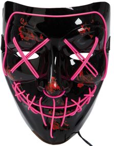 Sort Anonymous Maske med Pink LED-Lys