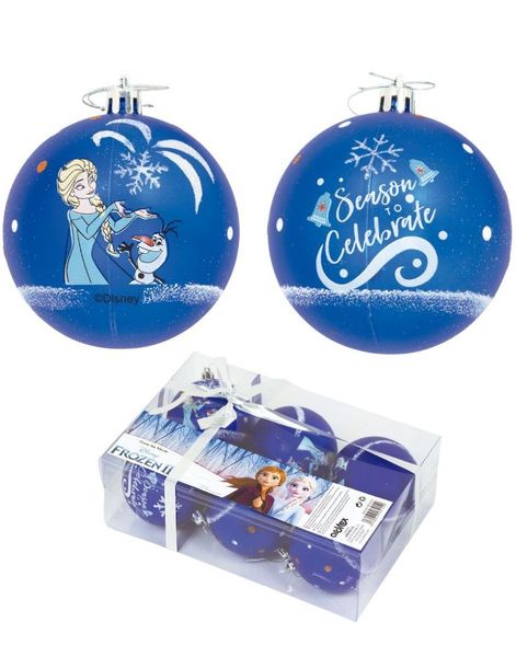 6 stk Frozen 2 Julekuler 8 cm