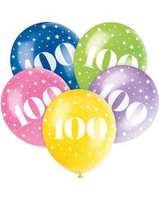 100-Års Feiring - 5 stk Flerfarget Ballonger 30,4 cm