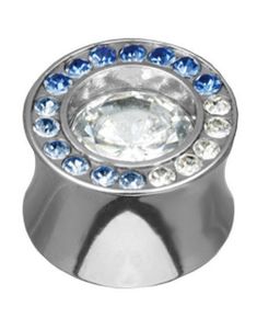 Shade Blue Circle - Piercing Plug med Hvide og Blå Sten