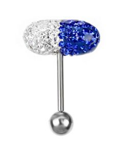 Hvid & Blå Diamant Pil - Tungepiercing