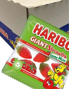 100 stk Haribo Giant Strawbs Gone Mini - Hel Æske 1600 gram