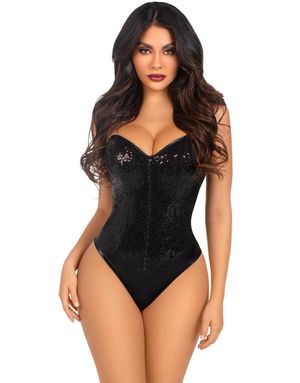 Sort Bodysuit Med Pailletter Til Dame