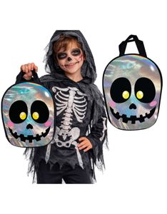 Sølvfarget Halloween Godteripose med Hodeskalle (36x28 cm)