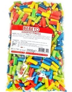 2 kg Bebeto Assorted Pencils - Korte Fylte Godteristenger i Assorterte Fruktsmaker