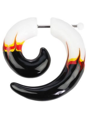 Flaming Fake Piercing - Hvid/Sort 