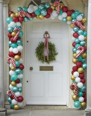 Juleballongbue til Dør med Sukkerstang Ballonger 