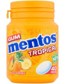 Mentos Gum Tropical Sugarfree - Sukkerfri Tyggegummi med Tropisk Smak 56 gram