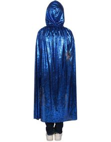 Blå Metallisk Kappe med Hette